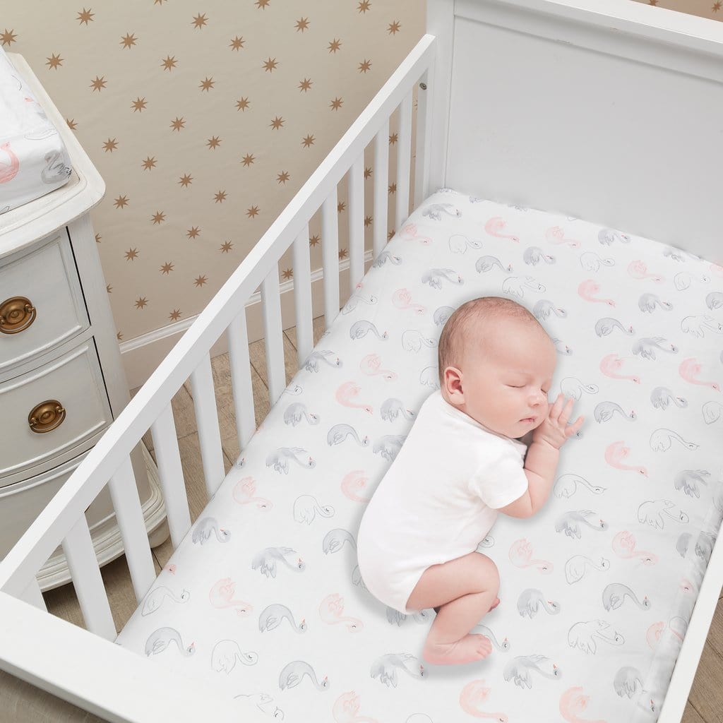 Joli drap housse coton BIO pour lit bébé Princesse Swan